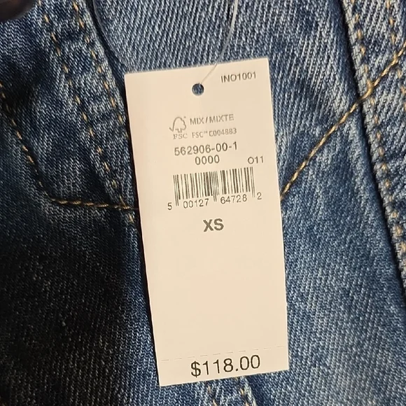 NWT $118 GAP X CULT GAIA ASYMMETRICAL BLUE DENIM JACKET SIZE XS - Picture 8 of 12